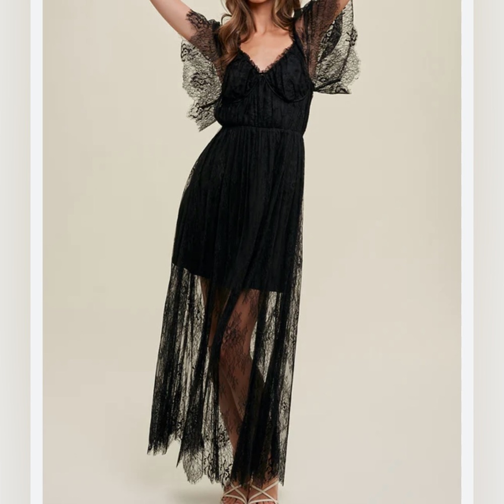 NWT: Ella Moss Black Lace Maxi dress